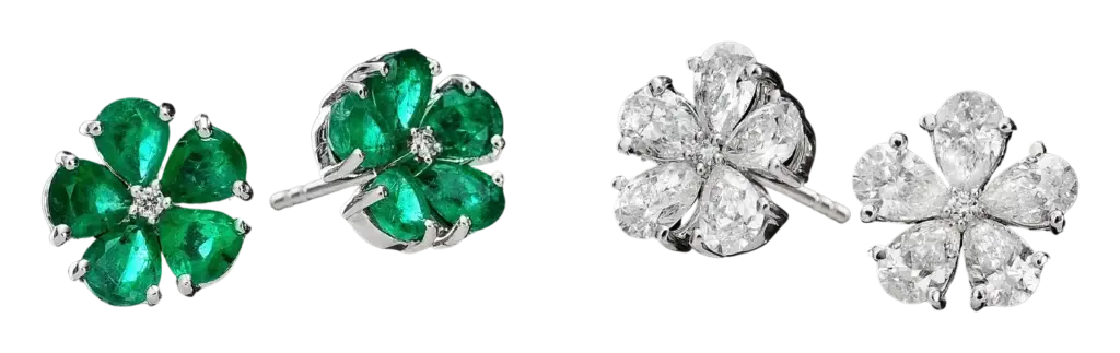 Bloom Alone emerald and diamond flower earrings