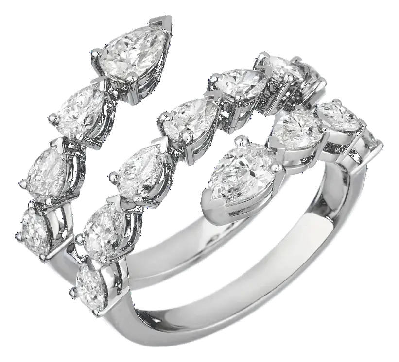 Cocktail ring set with pear shape diamonds